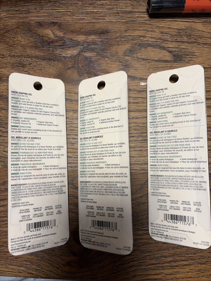 Lot Of 3 Physicians Formula Organic Wear Brow Shaping Gel 1711576 SOFT BROWN - Image 3 of 3