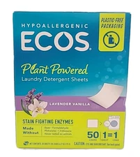 ECOS Laundry Detergent 50 SHEETS • Vegan, No Plastic Jug, No Mess & Liquid Free 