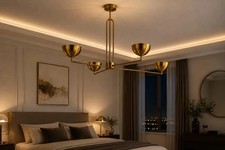 Brass Sputnik Chandelier 4-Light Mid Century Modern Ceiling Fixture Starburst