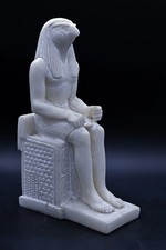 Egyptian statue of God Horus seated large heavy marble stone Made in Egypt.