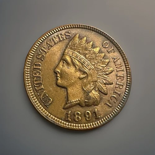 1891 Indian Head Cent Uncirculated superb strike nice toning