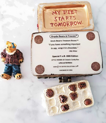 #ad NEW Boyd#x27;s Bear Guilt Free Chocolate Trinket Box My Diet Starts Tomorrow 2004 $12.88