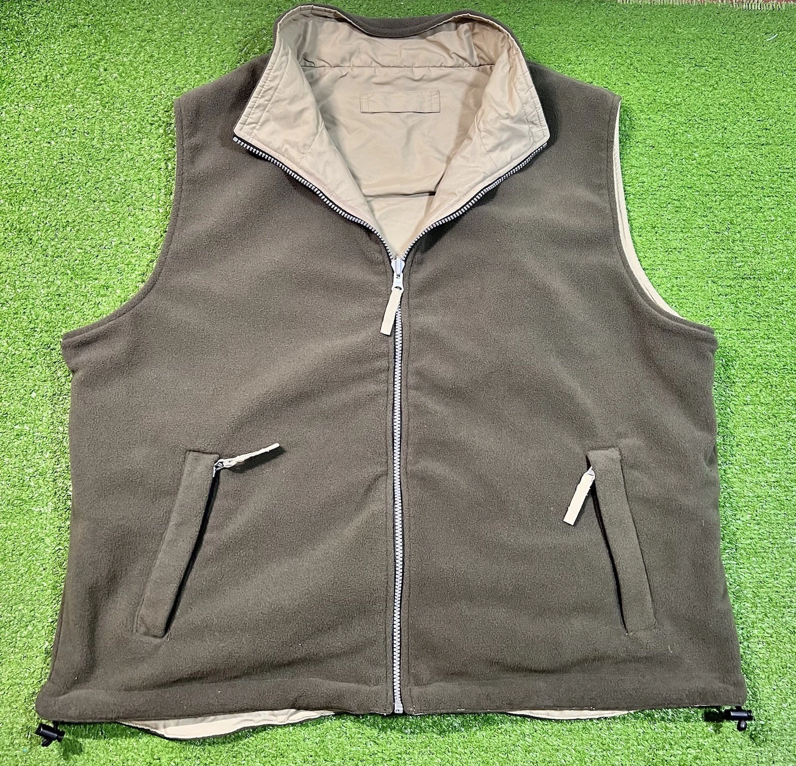 Reversible Hunting Vest XL Fleece Olive Drab Khaki Vest Outdoors Free Country
