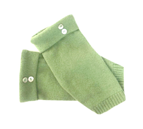 FINGERLESS GLOVES GREEN 100% CASHMERE S M L SMALL MEDIUM LARGE OS WOMEN'S LADIES