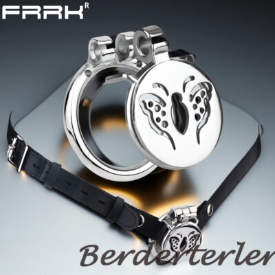 FRRK Butterfly Flat Not Negative Male Chastity Cage CB Lock Cage Round Ring Men