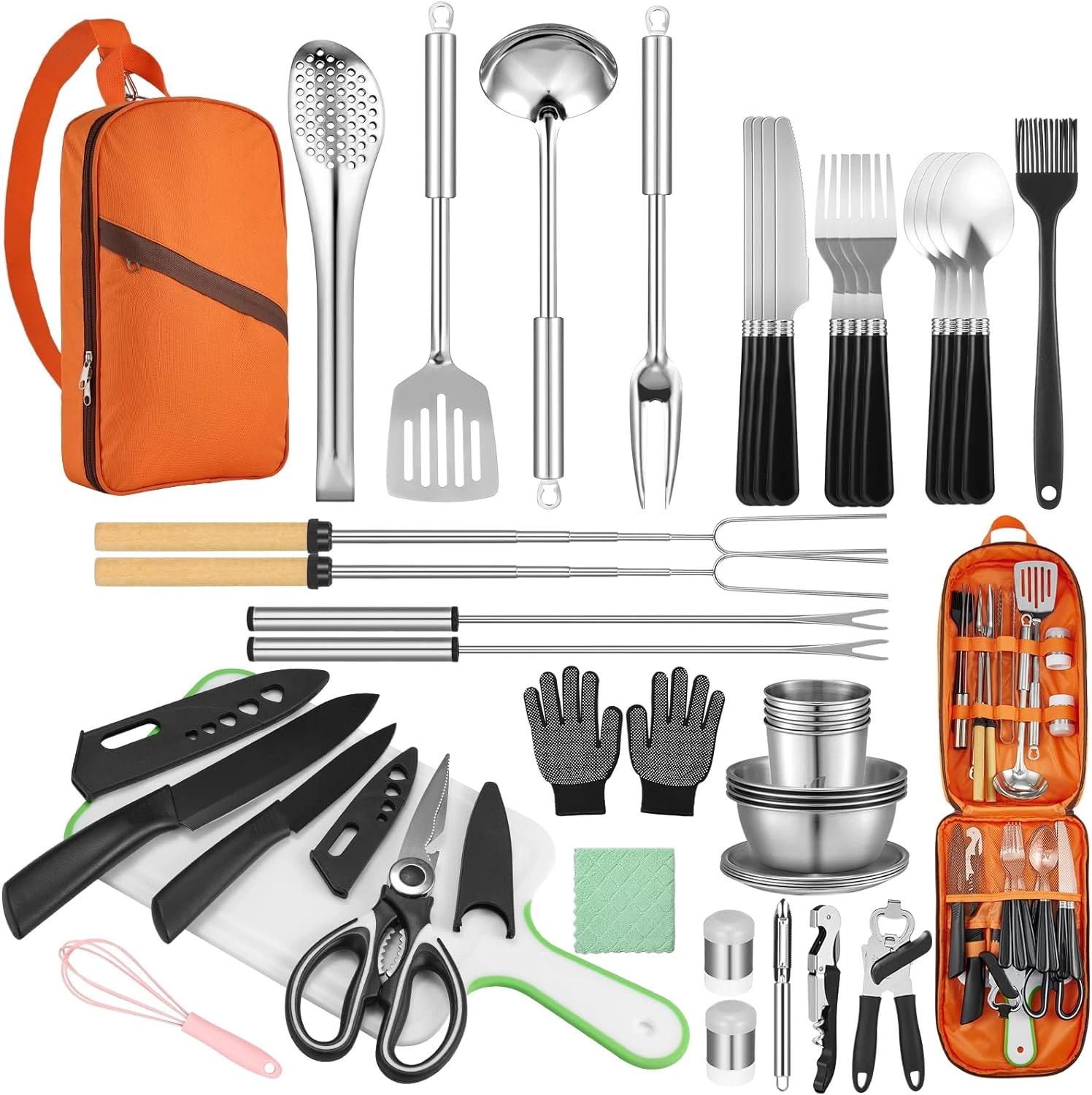 All in 1 Camping Cooking Set Essentials Gear for Camp Kitchen Cooking & Grilling