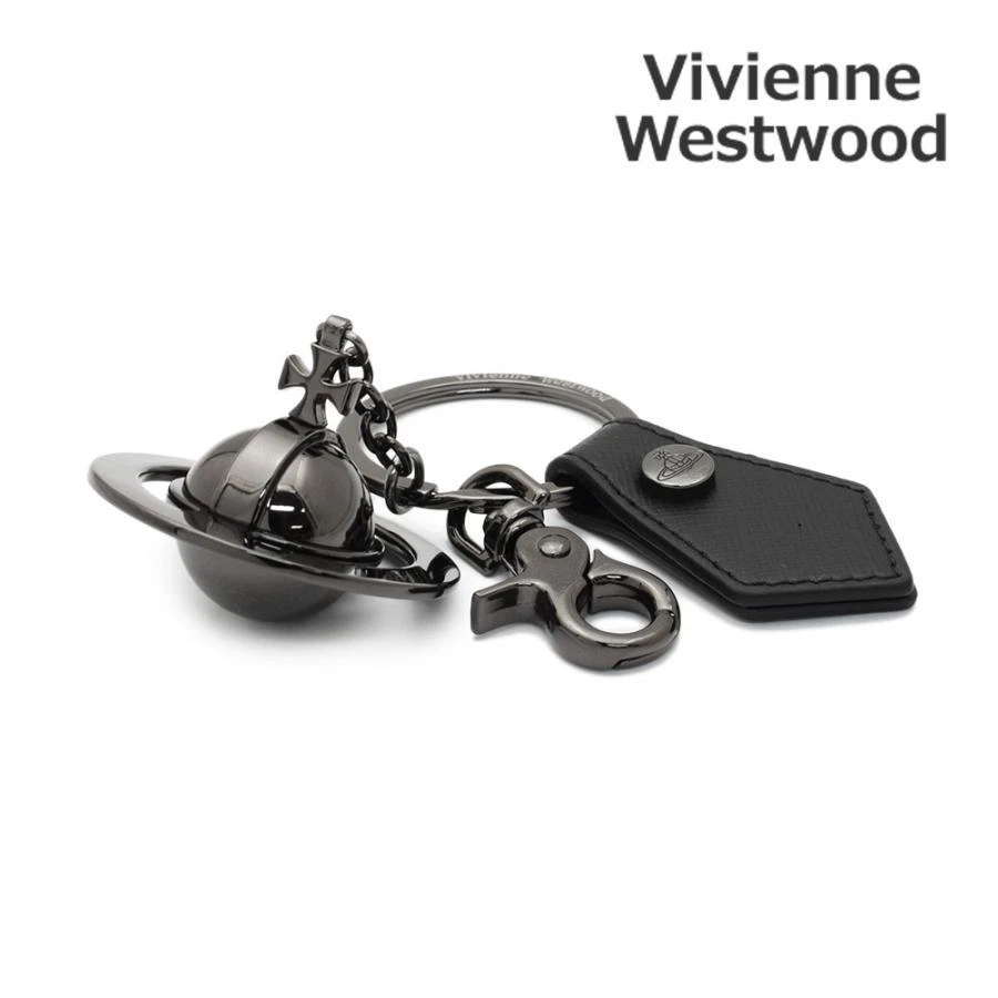 Vivienne Westwood Keychain SAFFIANO 3D ORB Gunmetal Accessories key ring  Black