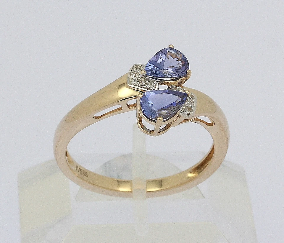 Ring in 14 kt 14k 585 er Gelb Gold mit Tansanit Zirkonia Gr. 63,5 Goldring Damen - Bild 2 von 4
