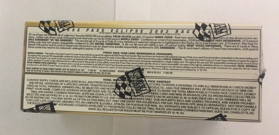 2002 Press Pass Eclipse NASCAR Racing Hobby Edition Box Factory Sealed 24 Pack - Image 4 of 4