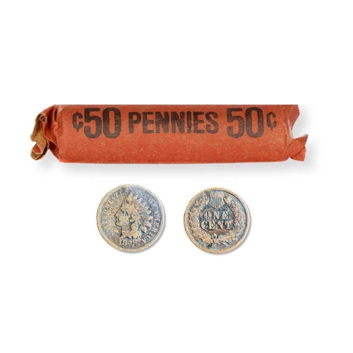 1864-1909 Indian Head Penny 50 Coin Roll AG/Culls