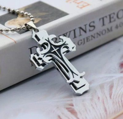 Halskette Kreuz Anhänger Herren Männer Religion Jesus gold & silberfarben trendy