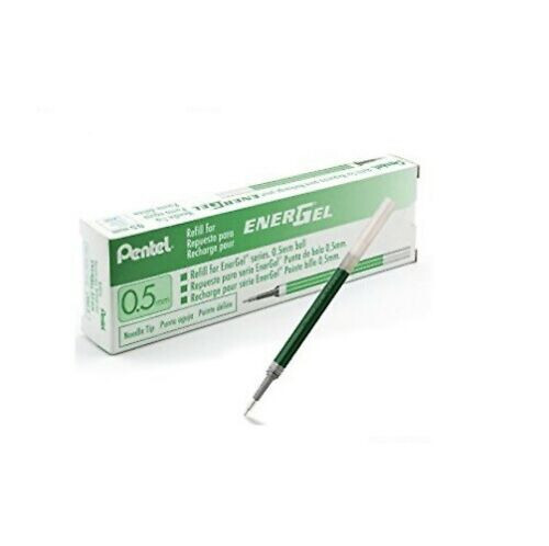 20 Pentel LRN5 Roller Refill for EnerGel Gel Pen 0.5mm Metal Tip Green Color Ink
