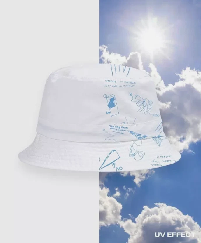 NEW PAPER PLANES UV SKETCH PRINT PACKABLE BUCKET HAT WHITE MSRP $65