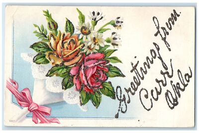 1910 Greetings From Carr Oklahoma OK Posted Embossed Doesn't Exist Postcard