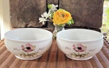 Chulkiart Gloria Blissful Anemone Flower Bowls Floral on Whte Cereal Multi-Use