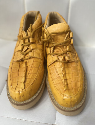 Sefeni exotic shoes made of ostrich & Caiman Tail  Skin Size 7
