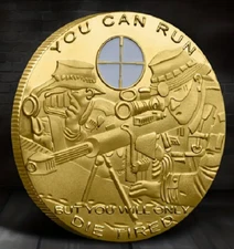Sniper Gold Challenge Coin Run Die Tired One Shot One Kill