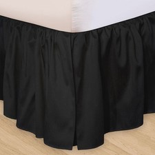 SOLID BLACK Twin Queen or King BEDSKIRT : 100 COTTON DUST RUFFLE BED SKIRT