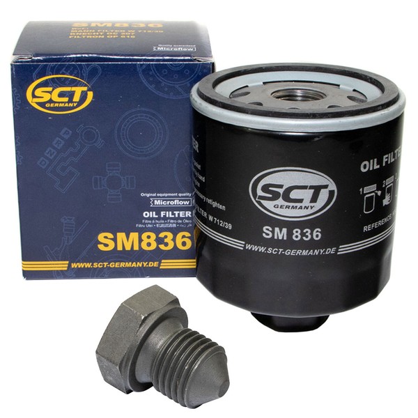 ÖLfilter SM836 + ÖLablassschraube FüR Audi A3 Seat Ibiza Skoda Fabia VW Golf-image