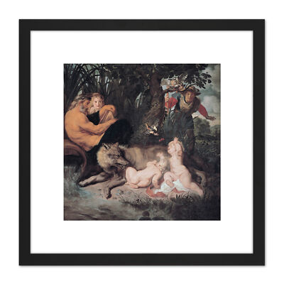 Rubens Romulus Remus römischer Mythos Malerei quadratisch gerahmte Wandkunst 8X8 Zoll