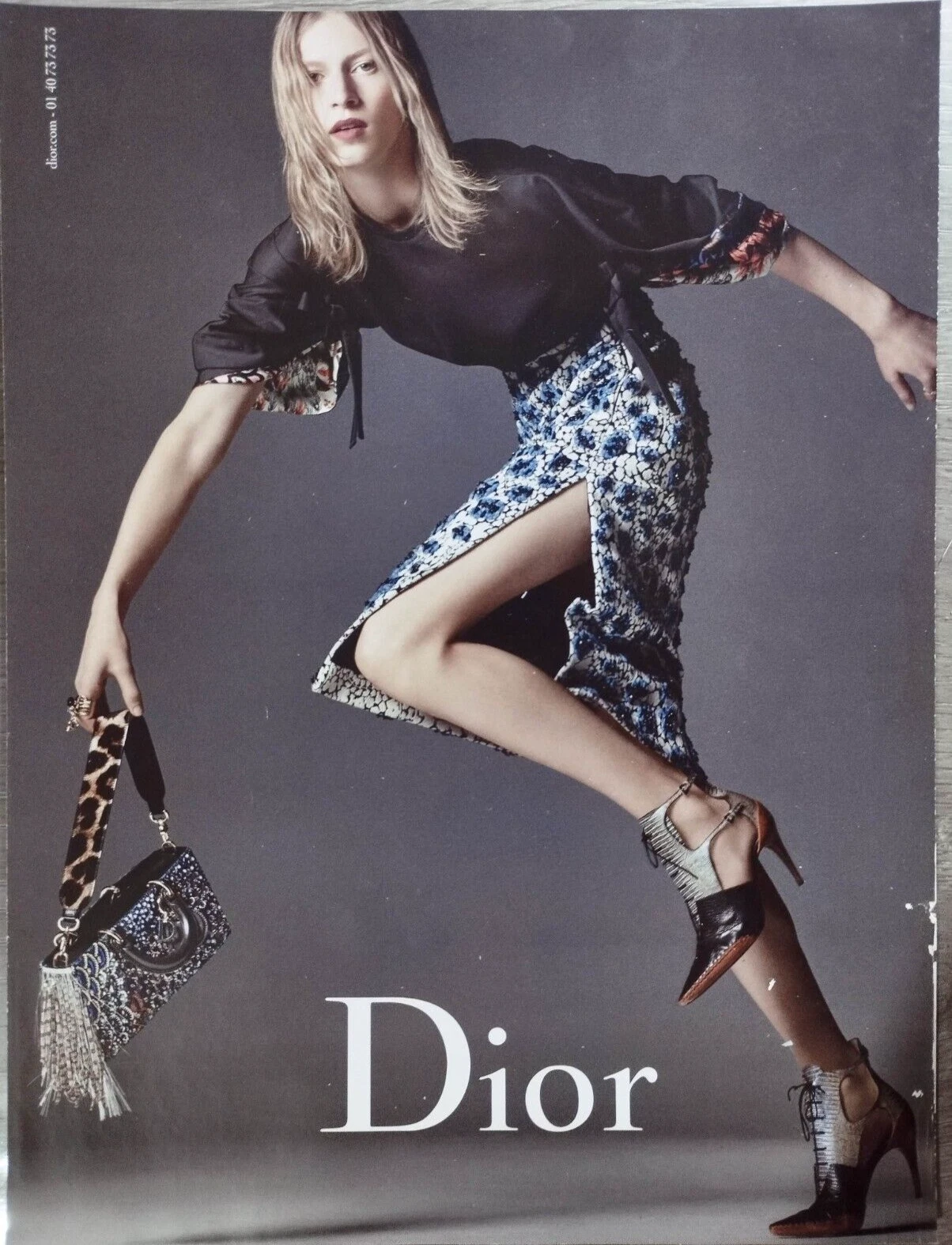Dior SAC Femme Créateur Mode Sac à Main Sac à Main Imprimé Publicité / NOIR