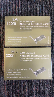2 NEW 3Com 3C905CX-TX-M 10/100 Mbps Managed Network Interface Cards