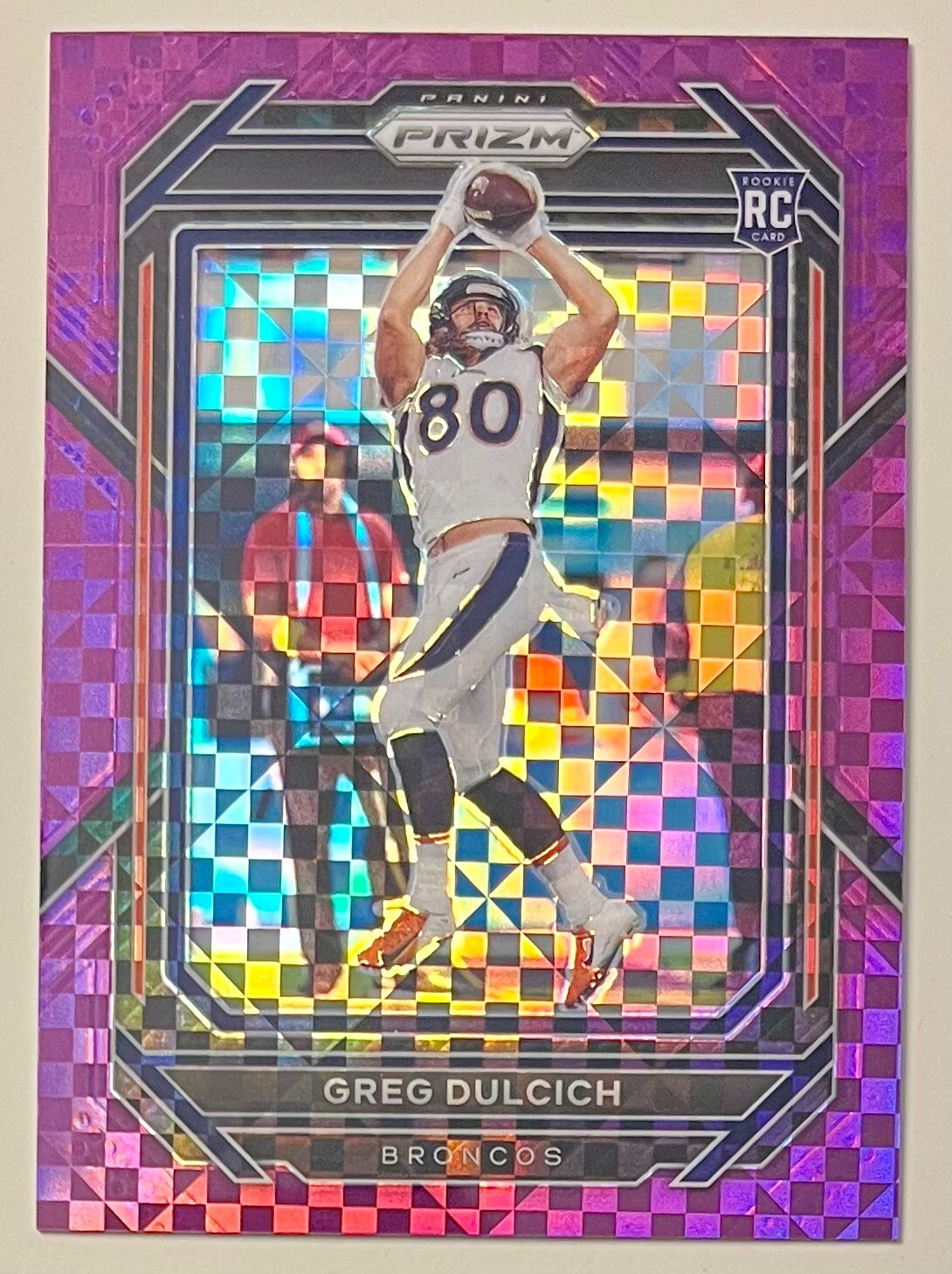 2022 Prizm PURPLE POWER #360 Greg Dulcich RC /49 - UCLA 🔵🟡 - BRONCOS 🔵🟠