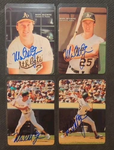 Mark McGwire 1987 Mothers Cookies Complete 4 Card Set All Signed Rookie Era Auto