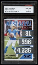 JUSTIN HERBERT 2021 PANINI SCORE NEXT LEVEL STATS 1ST GRADED 10 FOOTBALL CARD RC