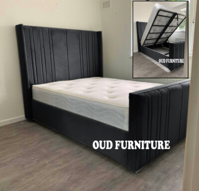 Plüsch Samt Royal Oslo Wing Back Stauraumbett, Ottomane Gaslift Bett, Ottoman Bett