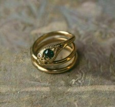0.50 Ct Round Cut Lab-Created Green Emerald Snake Ring 14K Yellow Gold Plated