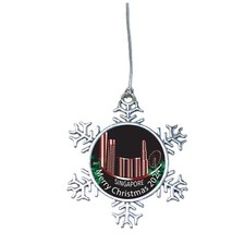 Singapore City Skyline Vacation 2024 Silver Snowflake Christmas Ornament Gift
