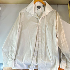 Michael Kors Slim Fit White Geometric Spread Collar Dress Shirt L 16 32/33
