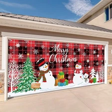 Buryeah Christmas Garage Door Decorations 6 x 13 ft Red 
