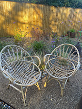 Beige Boho Bamboo /Rattan/Wicker Outdoor Patio Chair with Armrests & Backrest