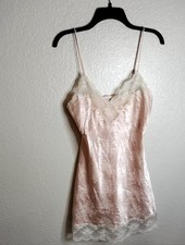 Christian Dior Night Gown Slip Beige Lace Pink Floral Print Sz M