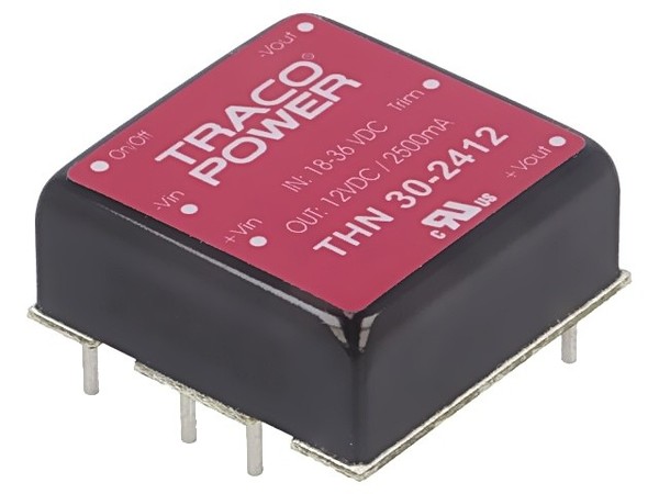 Thn 30-2412 Wandler: Dc/Dc 30W Ueing: 18-36VDC Uausg: 12VDC Iausg: 2500Ma Traco-image