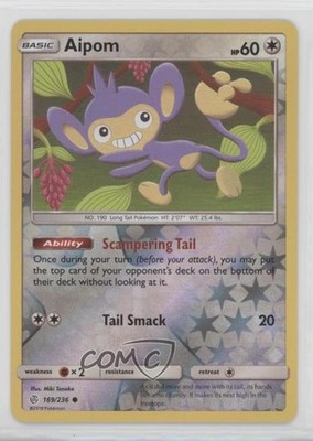Aipom Reverse Foil Pokémon Sun & Moon Cosmic Eclipse #169
