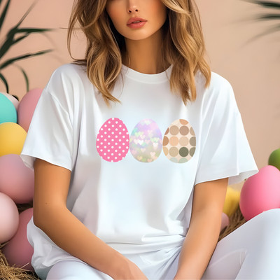 Cute Easter Eggs T Shirt Women Spring Holiday Graphic Tee Gift