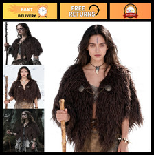 Viking Fur Cloak Costume - Medieval Shawl Cape Mantle for Renaissance LARP Cospl