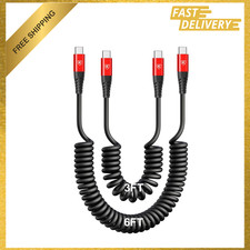 Coiled USB C Cable for Car 3FT 6FT Fast Charging Data Transfer Compatible with