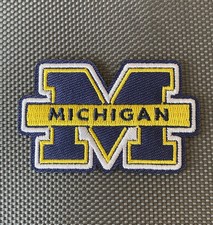University Of Michigan Football Wolverine Embroidered Iron On Patch 2.5  Blue