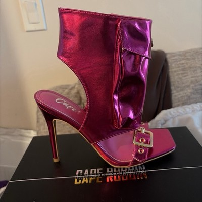 Cape Robbin Womens Pink Metallic Strappy Stiletto Square Toe Heels 7