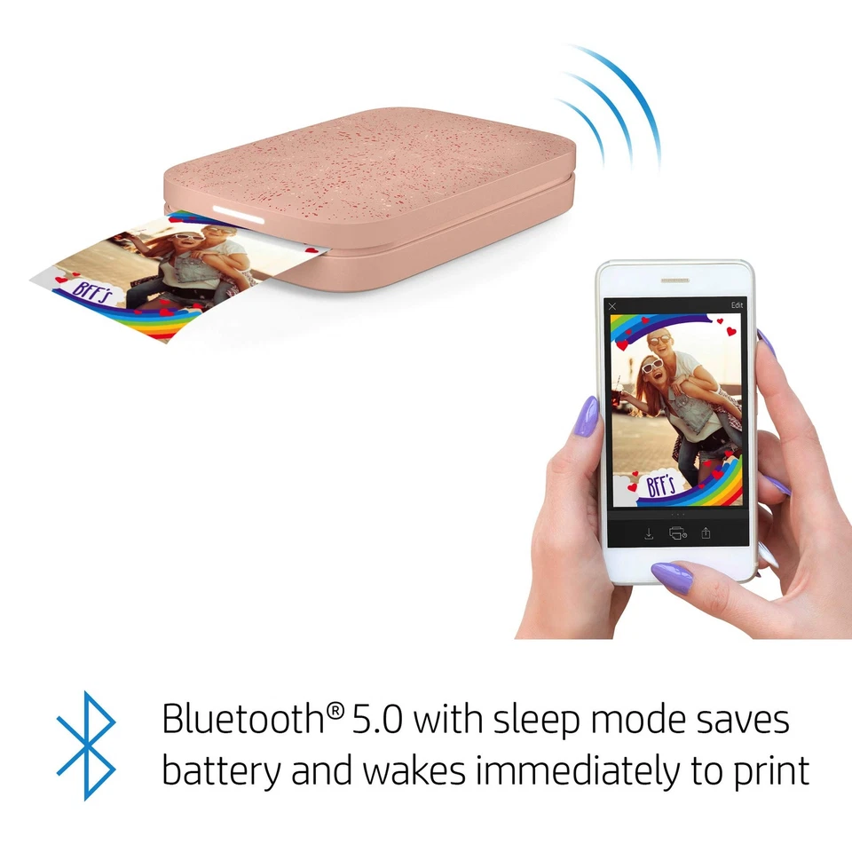 HP Sprocket 2nd Edition Portable Photo Printer Blush Pink Prints 2x3 Photos - Image 4 of 4