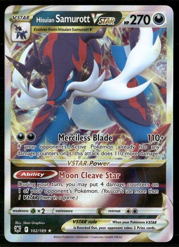 HISUIAN SAMUROTT VSTAR 102/189 HOLO ULTRA RARE ASTRAL RADIANCE POKEMON NM