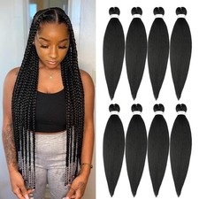 Braiding Hair Pre Stretched 24 inch 8 Packs Natural Black Easy Braid Syntheti...