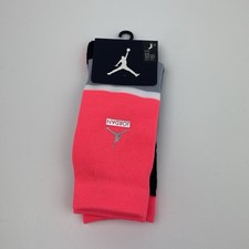 Jordan Kids Crew Socks 2-Pack Bundle Size 3Y-5Y Racer Pink NWT NEW