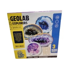 Adventure Club Geolab Explorers 3 Natural Geodes Kit STEM Fun Crack Discover Toy