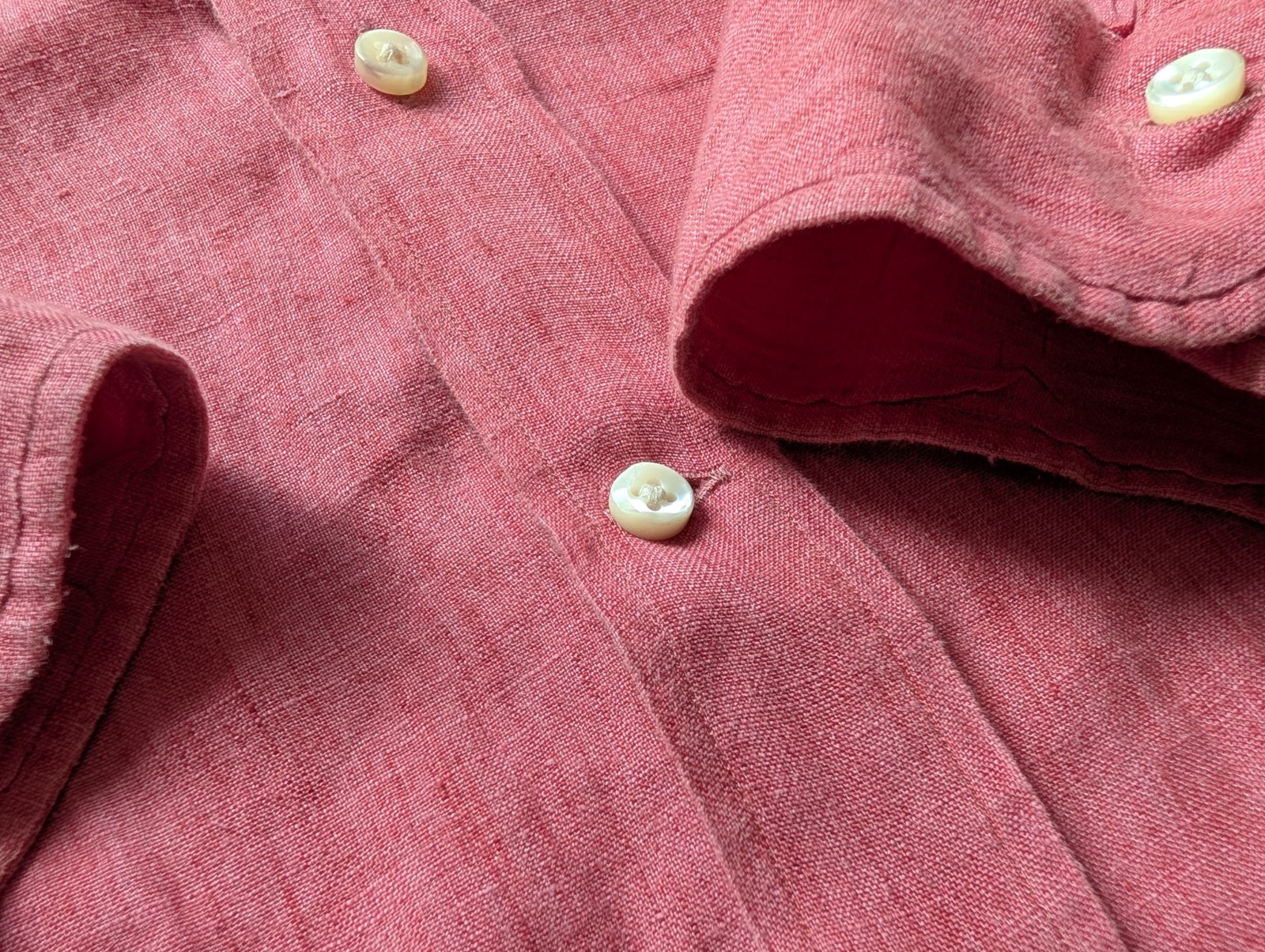 Sid Mashburn Red Linen Spread Collar Button Dress… - image 10