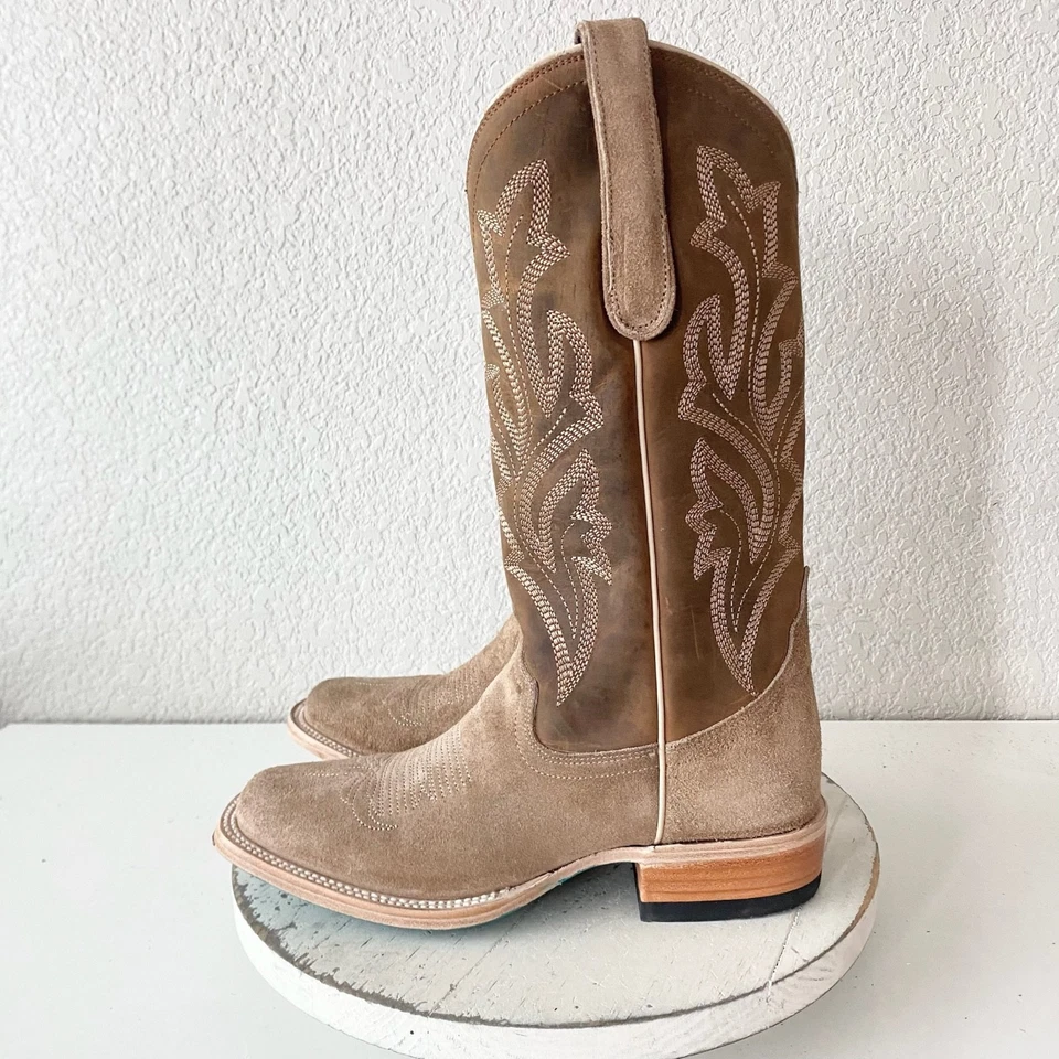 Botas de Vaquero Lane SARATOGA para Mujer 7.5 Latte Gamuza Vaquera Occidental Media Pantorrilla Alta Foto 4 de 4